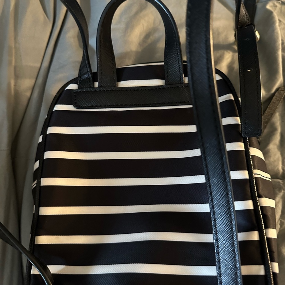 Small Kate Spade Black and White Striped Backpack - Picture 2 of 3